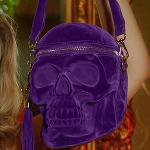 PURPLE VELVET SKULL CROSSBODY